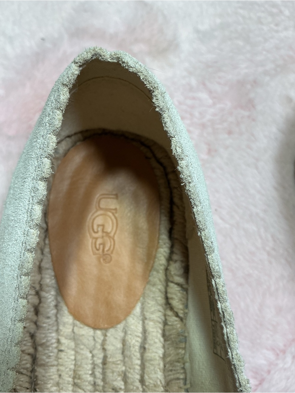 UGG Cream Perforated Suede Espadrille Flats - Picture 3 of 6